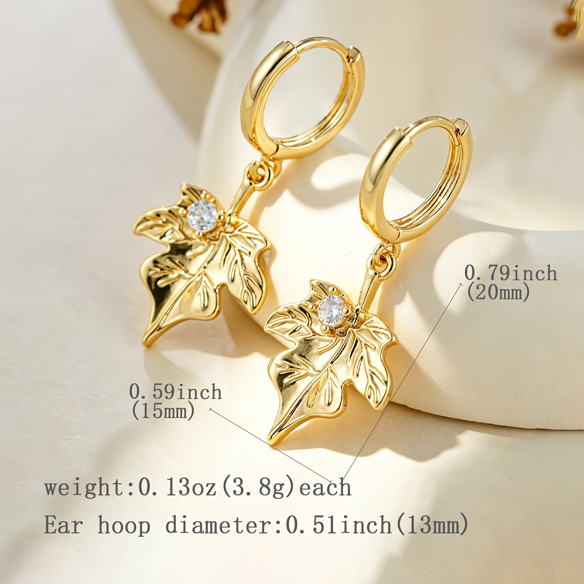 Exquisite Leaf-shaped Drop Earrings, Copper Design